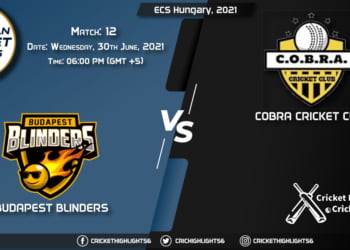 BUB vs COB, Live Scorecard, Match 12, June 30, 2021, Live Cricket Score, ECS Hungary, 2021