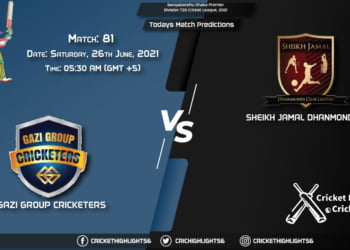 Bangabandhu Dhaka Premier Division T20 Cricket League, 2021, Match 81 GGC vs SJDC, Playing 11 & Today's Match Predictions