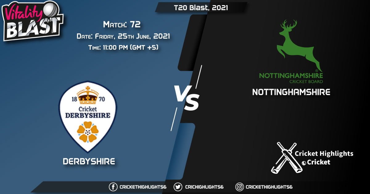 DER vs NOT, Live Scorecard, Match 72, June 25, 2021, Live Cricket Score, T20 Blast, 2021