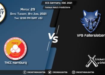 ECS Germany, Kiel, 2021, Match 29 THCC vs VFB, Playing 11 & Today's Match Predictions