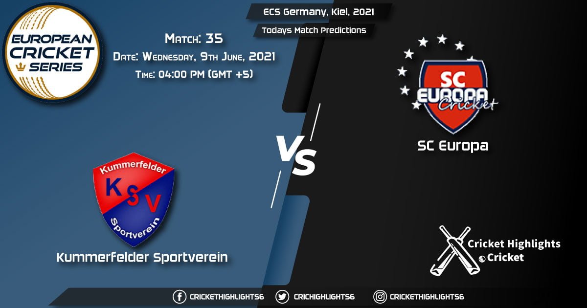 ECS Germany, Kiel, 2021, Match 35 KSV vs SCE, Playing 11 & Today's Match Predictions