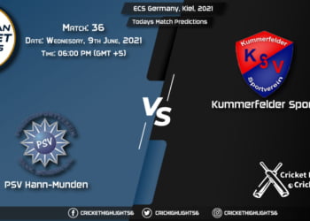 ECS Germany, Kiel, 2021, Match 36 PSV vs KSV, Playing 11 & Today's Match Predictions