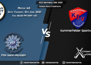ECS Germany, Kiel, 2021, Match 40 PSV vs KSV, Playing 11 & Today's Match Predictions