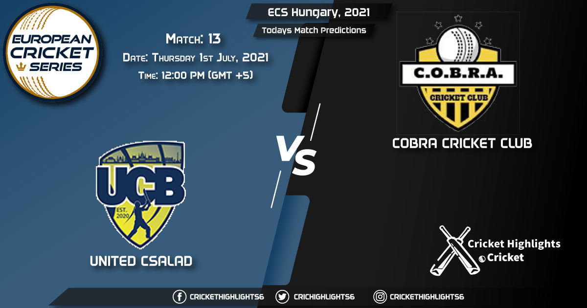 ECS Hungary, 2021, Match 13 UCB vs COB, Playing 11 & Today's Match Predictions