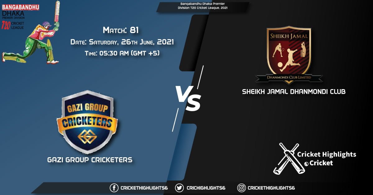 GGC vs SJDC, Live Scorecard, Match 81, June 26, 2021, Live Cricket Score, Bangabandhu Dhaka Premier Division T20 Cricket League, 2021