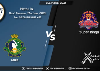 GOZ vs SKI, Live Scorecard, Match 14, June 17, 2021, Live Cricket Score, ECS Malta, 2021