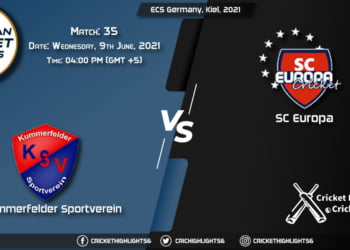 KSV vs SCE, Live Scorecard, Match 35, June 9, 2021, Live Cricket Score, ECS Germany, Kiel, 2021