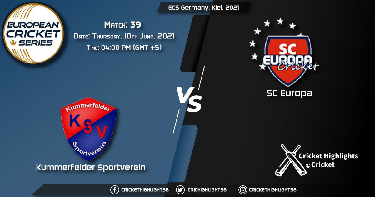 KSV vs SCE, Live Scorecard, Match 39, June 10, 2021, Live Cricket Score, ECS Germany, Kiel, 2021