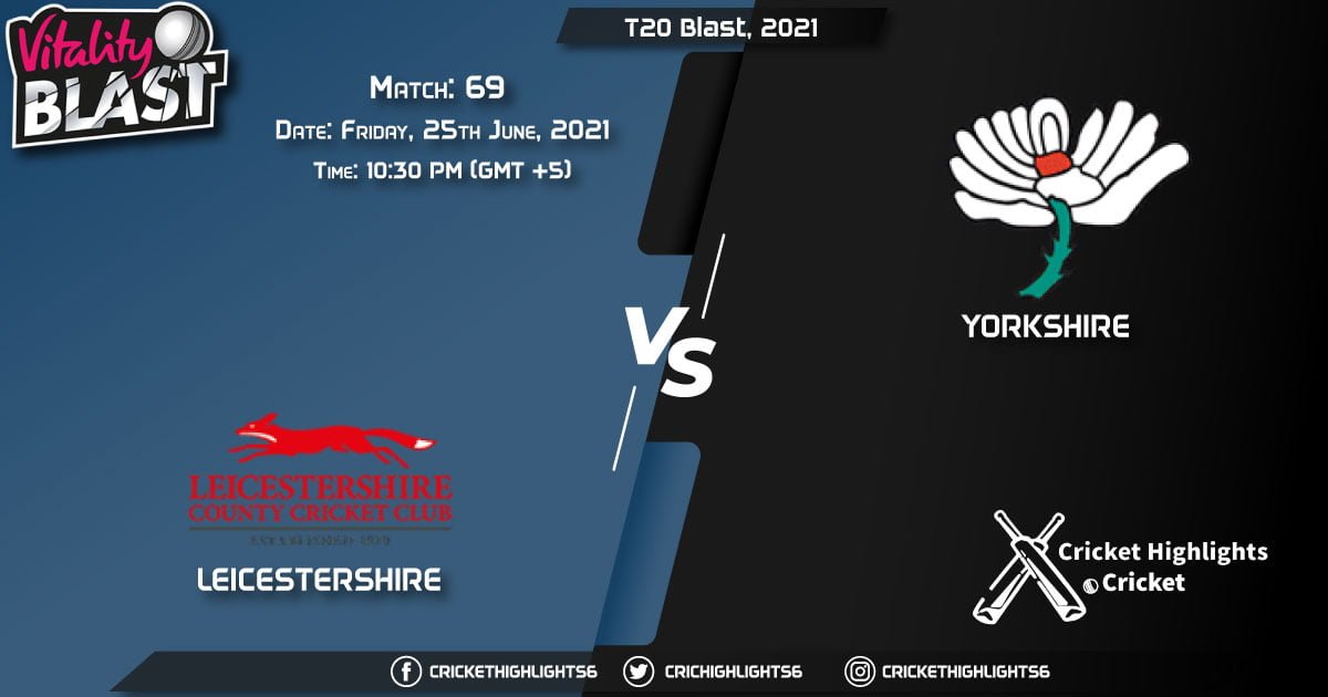 LEI vs YOR, Live Scorecard, Match 69, June 25, 2021, Live Cricket Score, T20 Blast, 2021