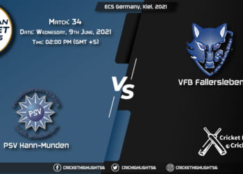 PSV vs VFB, Live Scorecard, Match 34, June 9, 2021, Live Cricket Score, ECS Germany, Kiel, 2021