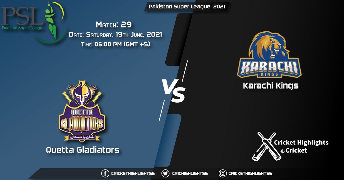 Pakistan Super League, 2021, Match 29 QUE vs KAR, Playing 11 & Today's Match Predictions