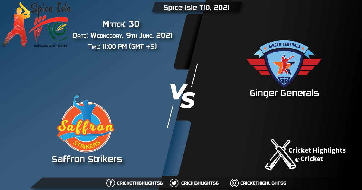 SS vs GG, Live Scorecard, Match 30, June 9, 2021, Live Cricket Score, Spice Isle T10, 2021