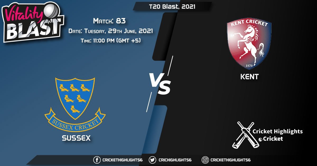SUS vs KET, Live Scorecard, Match 83, June 29, 2021, Live Cricket Score, T20 Blast, 2021