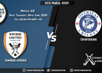 SWU vs OVR, Live Scorecard, Match 40, June 24, 2021, Live Cricket Score, ECS Malta, 2021
