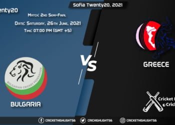 Sofia Twenty20, 2021 Live Match 2nd Semi-Final, BUL vs GRE LIVE Streaming for free, When, Where, How to Watch
