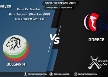 Sofia Twenty20, 2021,Match 2nd Semi-Final BUL vs GRE, Playing 11 & Today's Match Predictions