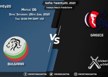 Sofia Twenty20, 2021,Match 6 BUL vs GRE, Playing 11 & Today's Match Predictions