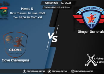 Spice Isle T10, 2021, Match 5 CC vs GG, Playing 11 & Today's Match Predictions