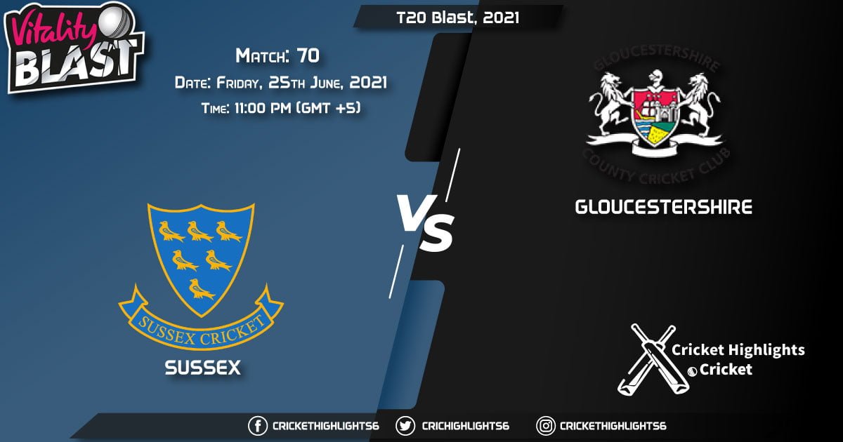 T20 Blast, 2021 Live Match 70, SUS vs GLO LIVE Streaming for free, When, Where, How to Watch