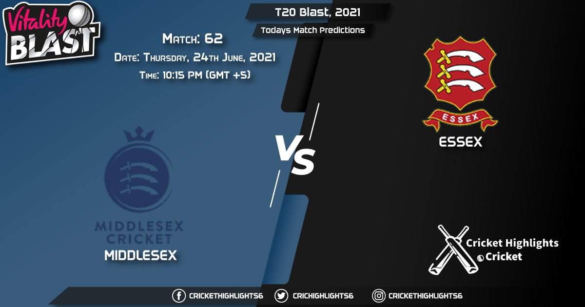 T20 Blast, 2021, Match 62 MID vs ESS, Playing 11 & Today's Match Predictions