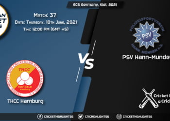 THCC vs PSV, Live Scorecard, Match 37, June 10, 2021, Live Cricket Score, ECS Germany, Kiel, 2021