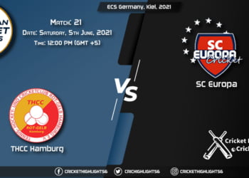 THCC vs SCE, Live Scorecard, Match 21, June 5, 2021, Live Cricket Score, ECS Germany, Kiel, 2021