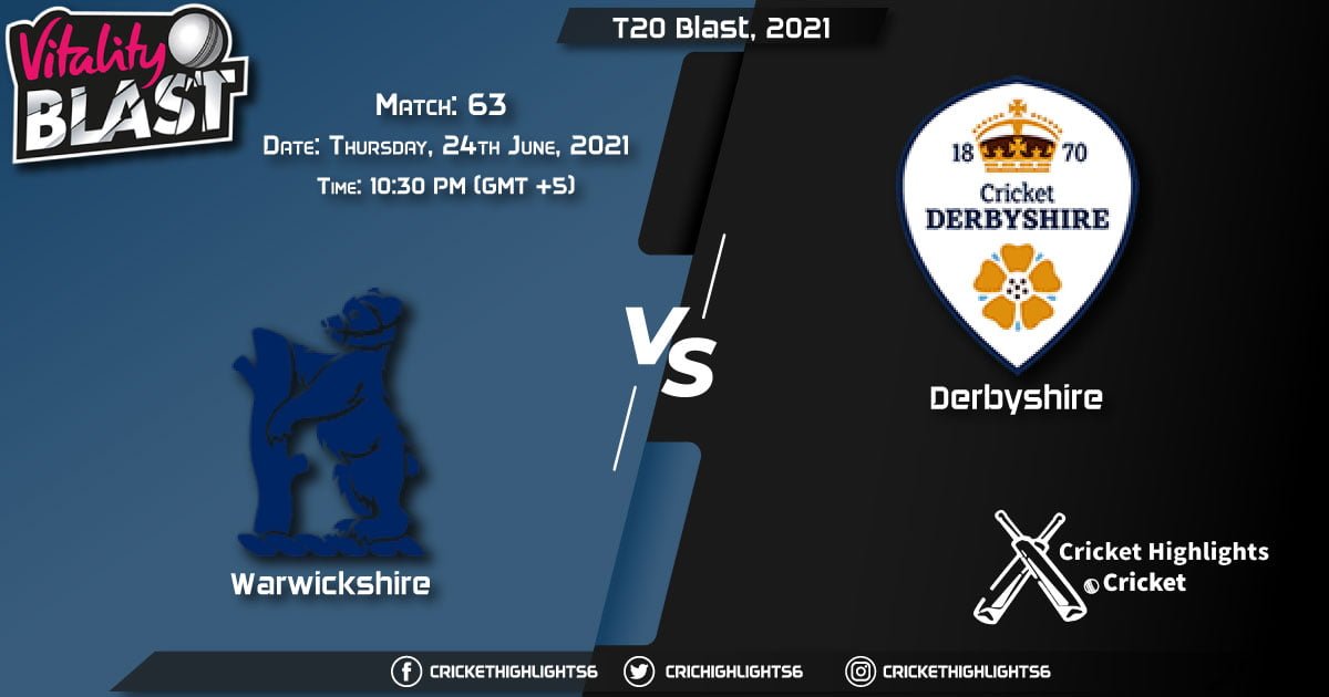 WAS vs DER, Live Scorecard, Match 63, June 24, 2021, Live Cricket Score, T20 Blast, 2021