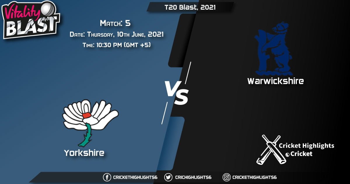 YOR vs WAS, Live Scorecard, Match 5, June 10, 2021, Live Cricket Score, T20 Blast, 2021