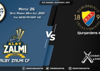 ALZ vs DIF, Live Scorecard, Match 26, July 26, 2021, Live Cricket Score, ECS Sweden, Stockholm, 2021