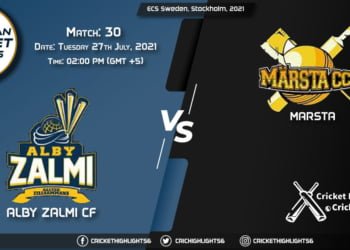 ALZ vs MAR, Live Scorecard, Match 30, July 27, 2021, Live Cricket Score, ECS Sweden, Stockholm, 2021