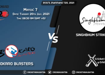 BOK vs SIN, Live Scorecard, Match 7, July 20, 2021, Live Cricket Score, Jharkhand T20, 2021