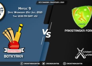 BOT vs PF, Live Scorecard, Match 9, July 21, 2021, Live Cricket Score, ECS Sweden, Stockholm, 2021