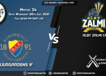 DIF vs ALZ, Live Scorecard, Match 34, July 28, 2021, Live Cricket Score, ECS Sweden, Stockholm, 2021