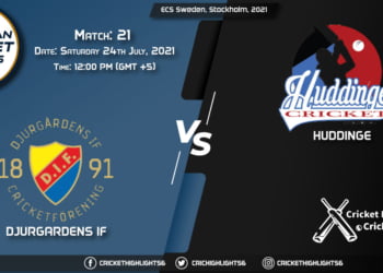 DIF vs HUD, Live Scorecard, Match 21, July 24, 2021, Live Cricket Score, ECS Sweden, Stockholm, 2021