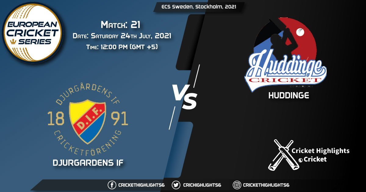 DIF vs HUD, Live Scorecard, Match 21, July 24, 2021, Live Cricket Score, ECS Sweden, Stockholm, 2021