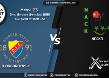 DIF vs NAC, Live Scorecard, Match 23, July 24, 2021, Live Cricket Score, ECS Sweden, Stockholm, 2021