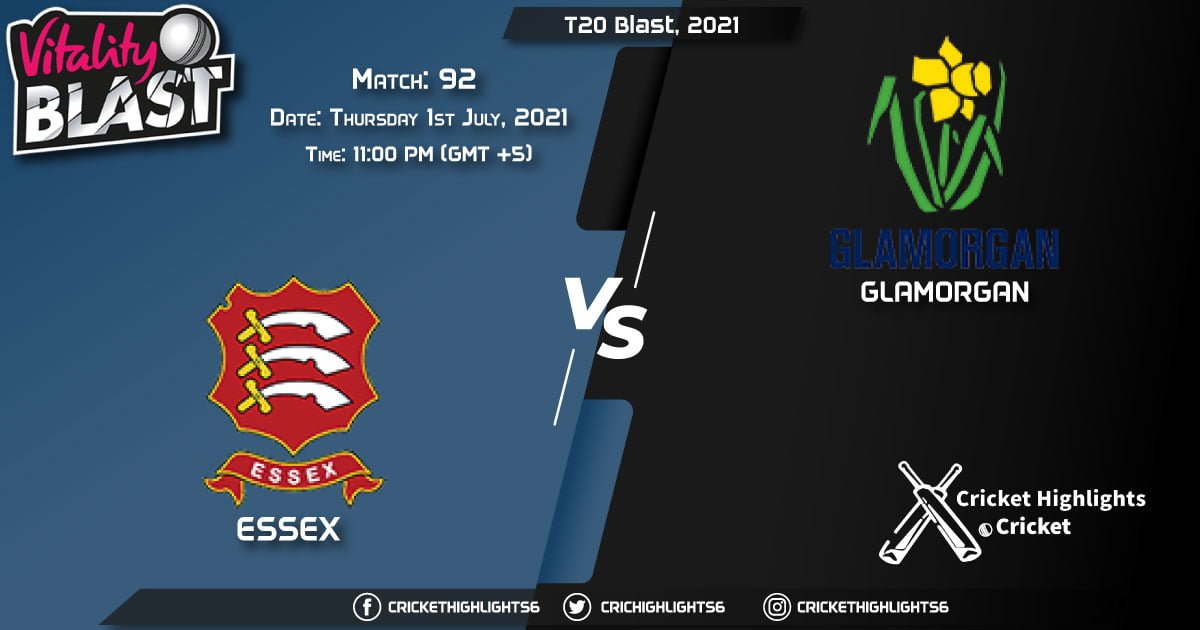 ESS vs GLA, Live Scorecard, Match 92, July 1, 2021, Live Cricket Score, T20 Blast, 2021