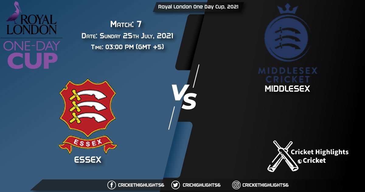 ESS vs MID, Live Scorecard, Match 7, July 25, 2021, Live Cricket Score, Royal London One-Day Cup, 2021