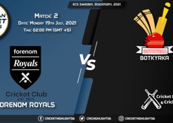 FOR vs BOT, Live Scorecard, Match 2, July 19, 2021, Live Cricket Score, ECS Sweden, Stockholm