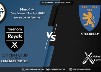 FOR vs STO, Live Scorecard, Match 4, July 19, 2021, Live Cricket Score, ECS Sweden, Stockholm