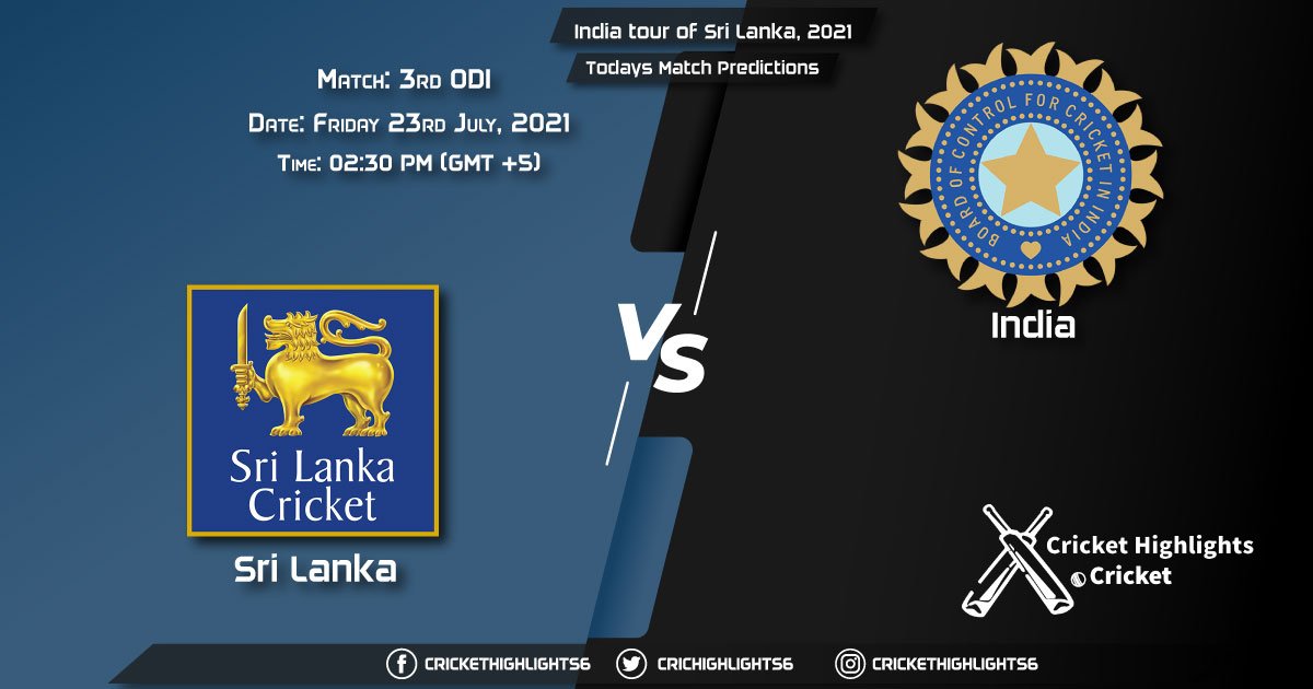 India tour of Sri Lanka, 2021, Match 3rd ODI SL vs IND, Playing 11 & Today's Match Predictions
