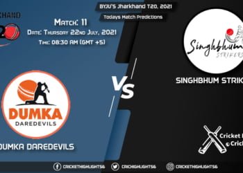 Jharkhand T20, 2021, Match 11 DUM vs SIN, Playing 11 & Today's Match Predictions