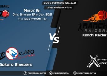 Jharkhand T20, 2021, Match 16 BOK vs RAN, Playing 11 & Today's Match Predictions