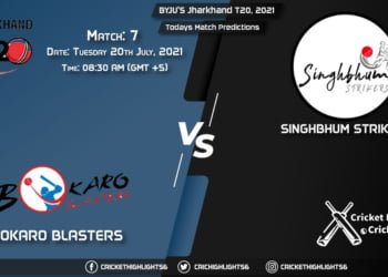 Jharkhand T20, 2021, Match 7 BOK vs SIN, Playing 11 & Today's Match Predictions