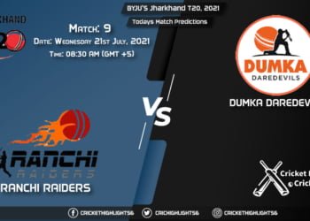 Jharkhand T20, 2021, Match 9 RAN vs DUM, Playing 11 & Today's Match Predictions