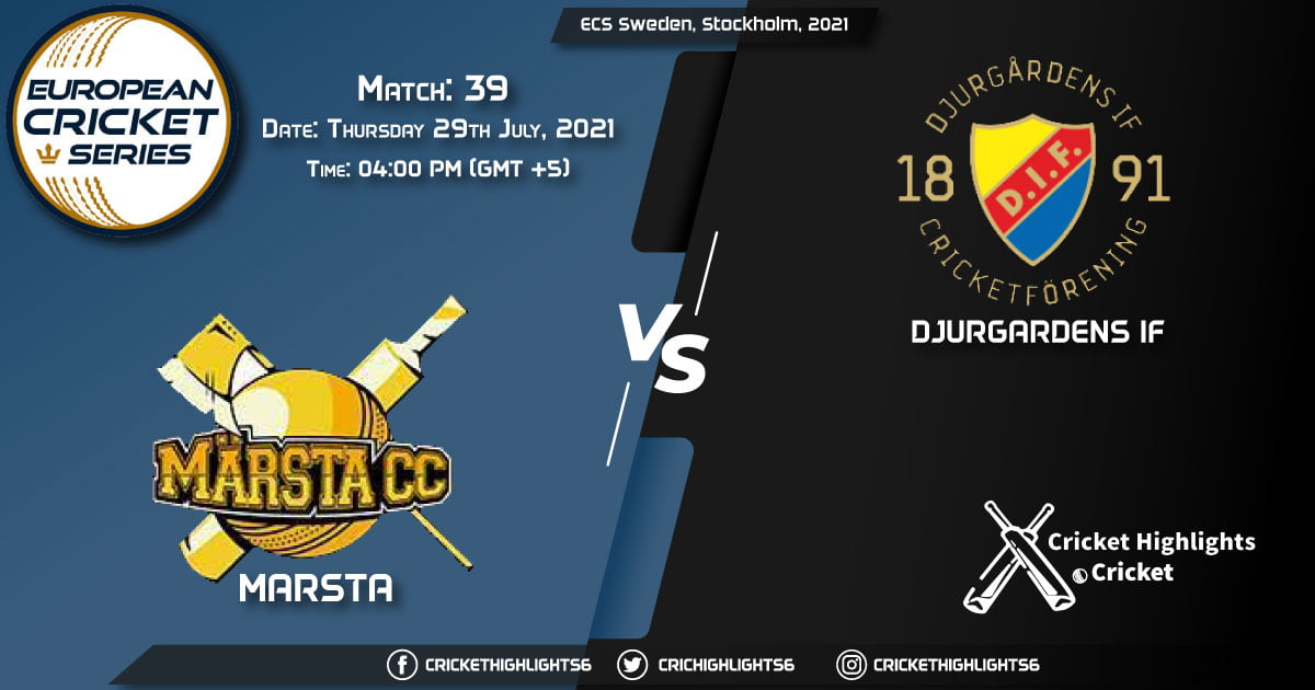 MAR vs DIF, Live Scorecard, Match 39, July 29, 2021, Live Cricket Score, ECS Sweden, Stockholm, 2021