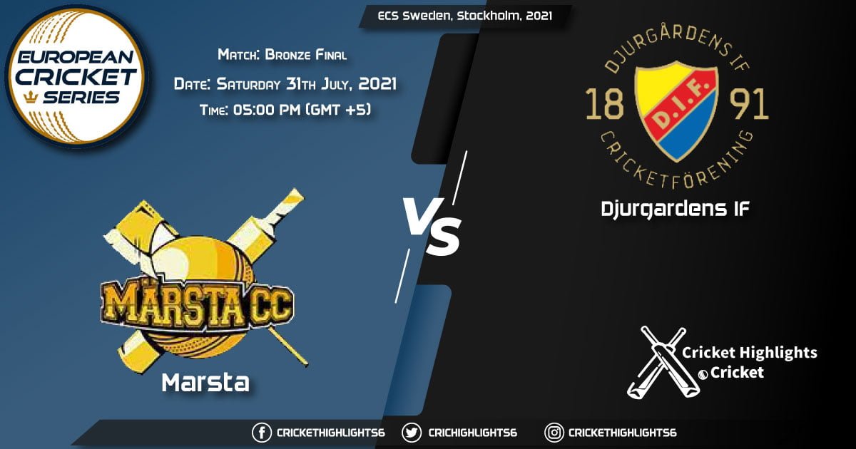 MAR vs DIF, Live Scorecard, Match Bronze Final, July 31, 2021, Live Cricket Score, ECS Sweden, Stockholm, 2021