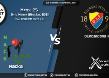 NAC vs DIF, Live Scorecard, Match 25, July 26, 2021, Live Cricket Score, ECS Sweden, Stockholm, 2021