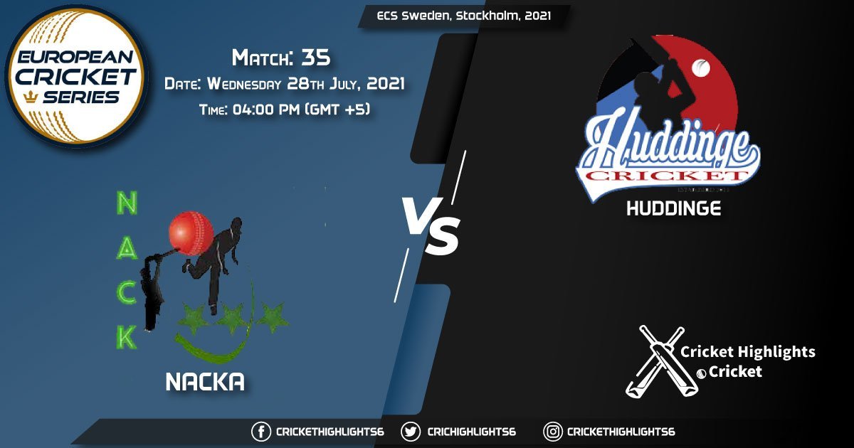 NAC vs HUD, Live Scorecard, Match 35, July 28, 2021, Live Cricket Score, ECS Sweden, Stockholm, 2021