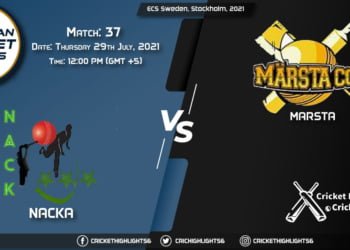 NAC vs MAR, Live Scorecard, Match 37, July 29, 2021, Live Cricket Score, ECS Sweden, Stockholm, 2021